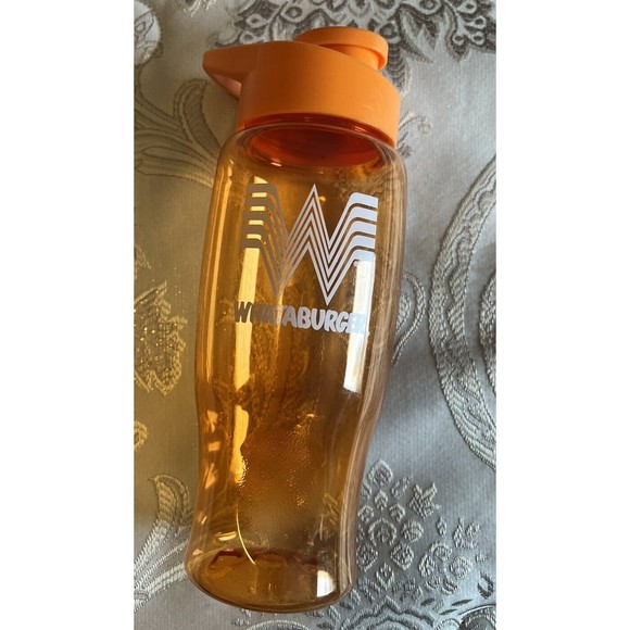 Whataburger 24oz Water Bottle Orange Flip Lip Handle Plastic NEW - Picture 1 of 4